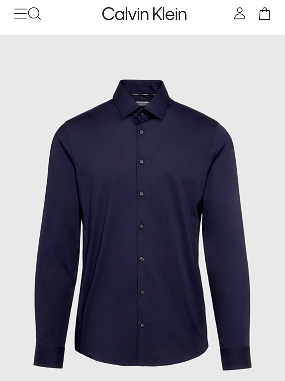 New Calvin Klein Blue Dress Shirt Black Military Stripe Sleeve 100% cotton Sz L